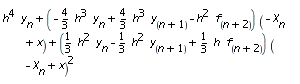 h^4*y[n]+(-4/3*h^3*y[n]+4/3*h^3*y[n+1]-h^2*f[n+2])*(-X[n]+x)+(1/3*h^2*y[n]-1/3*h^2*y[n+1]+1/3*h*f[n+2])*(-X[n]+x)^2