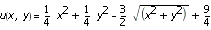 u(x,y) = 1/4*x^2+1/4*y^2-3/2*(x^2+y^2)^(1/2)+9/4