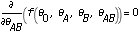 diff(f(theta[0], theta[A], theta[B], theta[AB]), theta[AB]) = 0