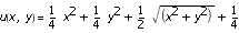 u(x,y) = 1/4*x^2+1/4*y^2+1/2*(x^2+y^2)^(1/2)+1/4