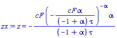 z = -cF*(-cF*alpha/((-1+alpha)*tau))^(-alpha)*alpha/((-1+alpha)*tau)