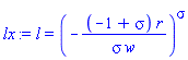 l = (-(-1+sigma)*r/(sigma*w))^sigma
