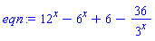 12^x-6^x+6-36/3^x