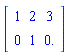 Matrix([[1, 2, 3], [0, 1, 0.]])
