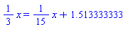 (1/3)*x = (1/15)*x+1.513333333