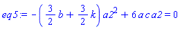 -((3/2)*b+(3/2)*k)*a2^2+6*a*c*a2 = 0