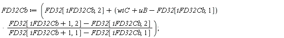 FD32Cb := FD32[iFD32Cb, 2]+(wiC+uB-FD32[iFD32Cb, 1])*(FD32[iFD32Cb+1, 2]-FD32[iFD32Cb, 2])/(FD32[iFD32Cb+1, 1]-FD32[iFD32Cb, 1]);