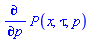 diff(P(x, tau, p), p)