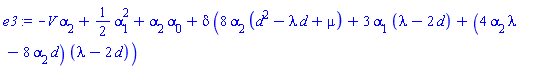 -V*alpha[2]+(1/2)*alpha[1]^2+alpha[2]*alpha[0]+delta*(8*alpha[2]*(d^2-lambda*d+mu)+3*alpha[1]*(lambda-2*d)+(4*alpha[2]*lambda-8*alpha[2]*d)*(lambda-2*d))
