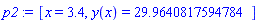 [x = 3.4, y(x) = HFloat(29.96408175947838)]