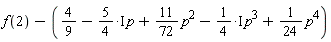 f(2)-4/9+(5/4*I)*p-(11/72)*p^2+(1/4*I)*p^3-(1/24)*p^4