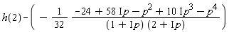 h(2)+(1/32)*(-24+(58*I)*p-p^2+(10*I)*p^3-p^4)/((1+I*p)*(2+I*p))