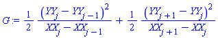 (1/2)*(YY[j]-YY[j-1])^2/(XX[j]-XX[j-1])+(1/2)*(YY[j+1]-YY[j])^2/(XX[j+1]-XX[j])