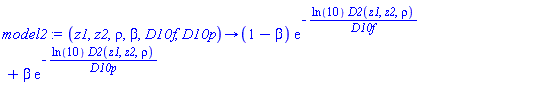 proc (z1, z2, rho, beta, D10f, D10p) options operator, arrow; (1-beta)*exp(-ln(10)*D2(z1, z2, rho)/D10f)+beta*exp(-ln(10)*D2(z1, z2, rho)/D10p) end proc