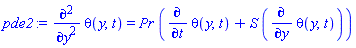 diff(diff(theta(y, t), y), y) = Pr*(diff(theta(y, t), t)+S*(diff(theta(y, t), y)))