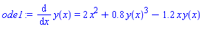 diff(y(x), x) = 2*x^2+.8*y(x)^3-1.2*x*y(x)