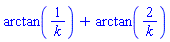 arctan(1/k)+arctan(2/k)