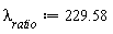 `&lambda;__ratio` := 229.58