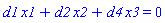 d1*x1+d2*x2+d4*x3 = 0