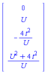 Vector(4, {(1) = 0, (2) = U, (3) = -4*t^2/U, (4) = (U^2+4*t^2)/U})