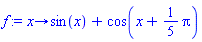 proc (x) options operator, arrow; sin(x)+cos(x+(1/5)*Pi) end proc