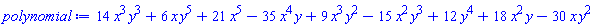 14*x^3*y^3+6*x*y^5+21*x^5-35*x^4*y+9*x^3*y^2-15*x^2*y^3+12*y^4+18*x^2*y-30*x*y^2