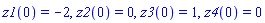z1(0) = -2, z2(0) = 0, z3(0) = 1, z4(0) = 0
