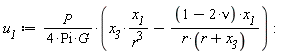 u__1 := Physics:-`*`(Physics:-`*`(P, Physics:-`^`(Physics:-`*`(Physics:-`*`(4, Pi), G), -1)), Physics:-`*`(x__3, Physics:-`*`(x__1, Physics:-`^`(Physics:-`^`(r, 3), -1)))-Physics:-`*`(Physics:-`*`(1-Physics:-`*`(2, nu), x__1), Physics:-`^`(Physics:-`*`(r, r+x__3), -1))):