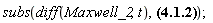 subs(diff(Maxwell_2, t), Physics[Vectors][Curl](Physics[Vectors][Curl](E__field_(x, y, z, t))) = -Physics[Vectors][Curl](diff(mu*H__field_(x, y, z, t), t)))