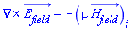 Physics:-Vectors:-Curl(E__field_(x, y, z, t)) = -(diff(mu*H__field_(x, y, z, t), t))