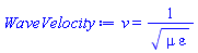 v = 1/(mu*varepsilon)^(1/2)