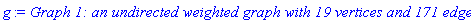 g := `Graph 1: an undirected weighted graph with 19 vertices and 171 edge(s)`