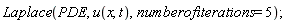 Laplace(PDE, u(x, t), numberofiterations = 5);