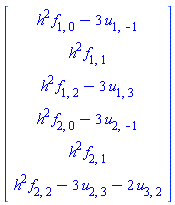 Vector(6, {(1) = h^2*f[1, 0]-3*u[1, -1], (2) = h^2*f[1, 1], (3) = h^2*f[1, 2]-3*u[1, 3], (4) = h^2*f[2, 0]-3*u[2, -1], (5) = h^2*f[2, 1], (6) = h^2*f[2, 2]-3*u[2, 3]-2*u[3, 2]})