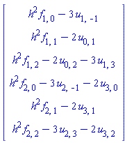 Vector(6, {(1) = h^2*f[1, 0]-3*u[1, -1], (2) = h^2*f[1, 1]-2*u[0, 1], (3) = h^2*f[1, 2]-2*u[0, 2]-3*u[1, 3], (4) = h^2*f[2, 0]-3*u[2, -1]-2*u[3, 0], (5) = h^2*f[2, 1]-2*u[3, 1], (6) = h^2*f[2, 2]-3*u[2, 3]-2*u[3, 2]})