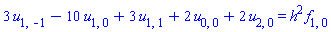 3*u[1, -1]-10*u[1, 0]+3*u[1, 1]+2*u[0, 0]+2*u[2, 0] = h^2*f[1, 0]