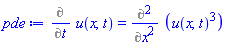 Diff(u(x, t), t) = Diff(u(x, t)^3, x, x)