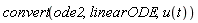 convert(ode2, linearODE, u(t))