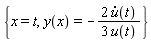 {x = t, y(x) = -2*(diff(u(t), t))/(3*u(t))}