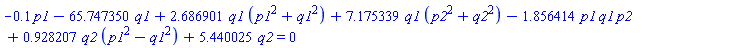 -.1*p1-65.747350*q1+2.686901*q1*(p1^2+q1^2)+7.175339*q1*(p2^2+q2^2)-1.856414*p1*q1*p2+.928207*q2*(p1^2-q1^2)+5.440025*q2 = 0