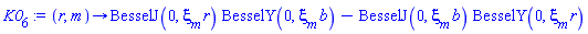 proc (r, m) options operator, arrow; BesselJ(0, xi[m]*r)*BesselY(0, xi[m]*b)-BesselJ(0, xi[m]*b)*BesselY(0, xi[m]*r) end proc