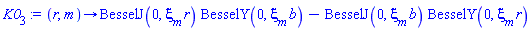 proc (r, m) options operator, arrow; BesselJ(0, xi[m]*r)*BesselY(0, xi[m]*b)-BesselJ(0, xi[m]*b)*BesselY(0, xi[m]*r) end proc