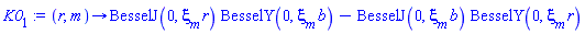 proc (r, m) options operator, arrow; BesselJ(0, xi[m]*r)*BesselY(0, xi[m]*b)-BesselJ(0, xi[m]*b)*BesselY(0, xi[m]*r) end proc
