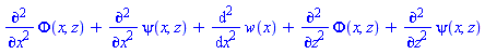 diff(diff(Phi(x, z), x), x)+diff(diff(psi(x, z), x), x)+diff(diff(w(x), x), x)+diff(diff(Phi(x, z), z), z)+diff(diff(psi(x, z), z), z)
