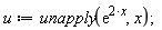 u := unapply(exp(2*x), x);