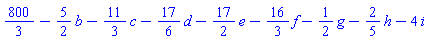 800/3-(5/2)*b-(11/3)*c-(17/6)*d-(17/2)*e-(16/3)*f-(1/2)*g-(2/5)*h-4*i