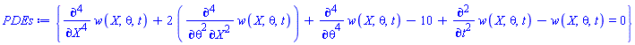 {diff(diff(diff(diff(w(X, theta, t), X), X), X), X)+2*(diff(diff(diff(diff(w(X, theta, t), X), X), theta), theta))+diff(diff(diff(diff(w(X, theta, t), theta), theta), theta), theta)-10+diff(diff(w(X, theta, t), t), t)-w(X, theta, t) = 0}