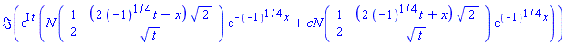 Im(exp(I*t)*(N((1/2)*(2*(-1)^(1/4)*t-x)*2^(1/2)/t^(1/2))*exp(-(-1)^(1/4)*x)+cN((1/2)*(2*(-1)^(1/4)*t+x)*2^(1/2)/t^(1/2))*exp((-1)^(1/4)*x)))