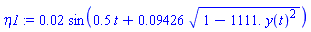 0.2e-1*sin(.5*t+0.9426e-1*(1-1111.*y(t)^2)^(1/2))