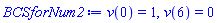 v(0) = 1, v(6) = 0
